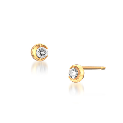 ピアスMOON SETTING DIAMOND PIERCED EARRINGS 0.12ct(2ZP1174