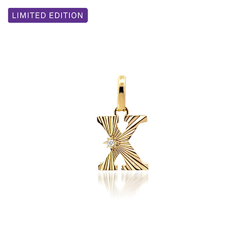 PERSONALIZE YOU】ETCHED INITIAL CHARM (X)(K18YG)(2ZC8814)K18
