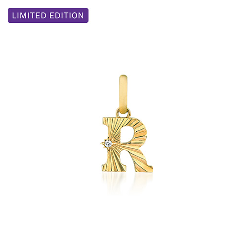 PERSONALIZE YOU】ETCHED INITIAL CHARM (R)(K18YG)(2ZC8806)K18
