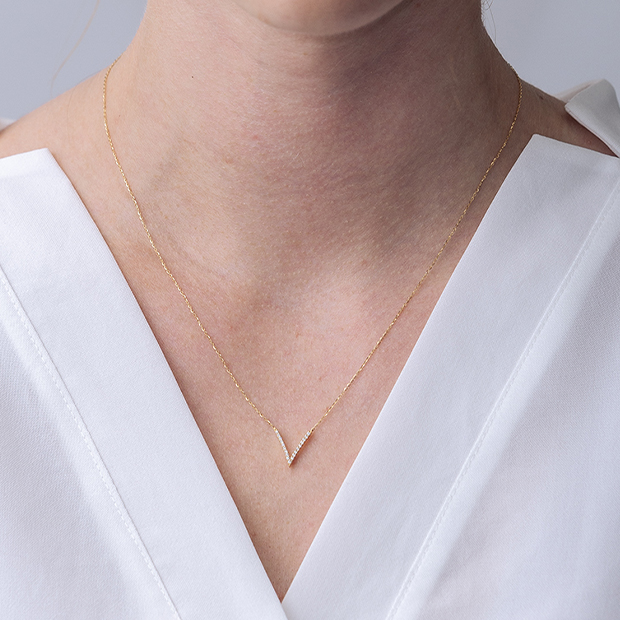 WISHBONE V NECKLACE(2ZN2471)K18 ネックレス｜スタージュエリー
