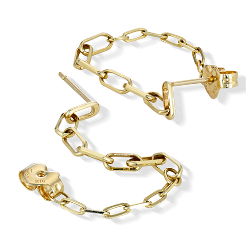MIX CHAIN HOOP PIERCED EARRINGS(2JP0956)K10 ピアス｜スター