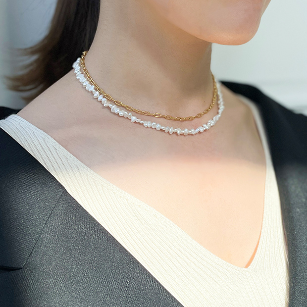 ネックレスPEARL＆CHAIN(2SN7067)STAR JEWELRY GIRL (スタージュエリ