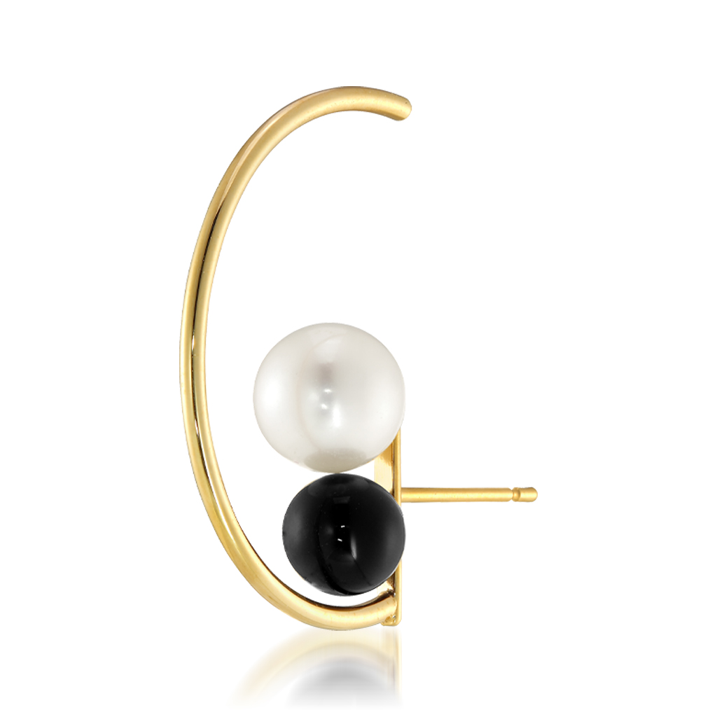 ピアスPEARL&ONYX CONTRAST PIERCED EARRING(2JP7895)STAR JEWELRY ...