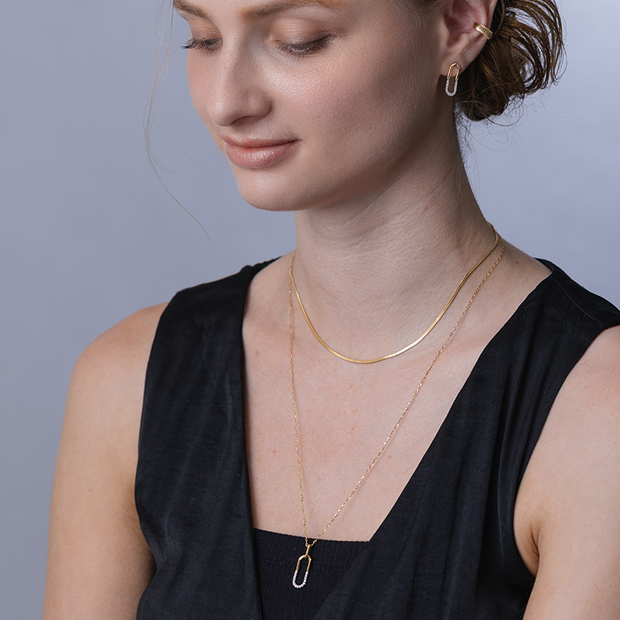 CONTRASTING LINKS NECKLACE(1ZN1163)K18 ネックレス｜スター