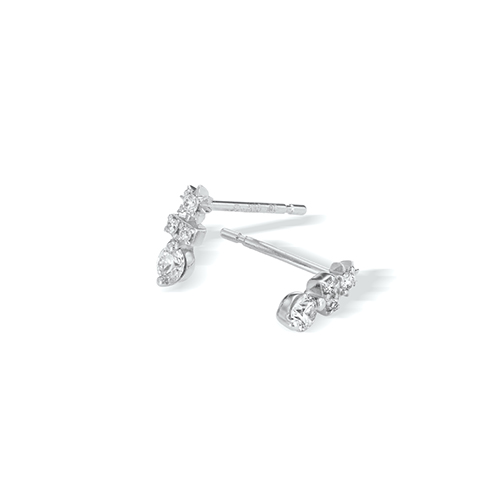 スタージュエリー　PT950 パールピアス CROSSING STAR SETTING PIERCED EARRINGS 0.20ct(1XP0349)Pt950