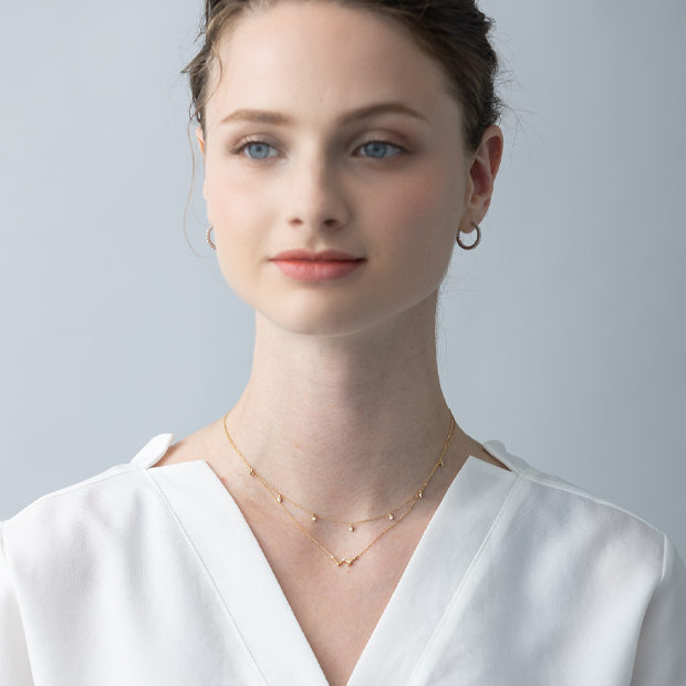 DIAMOND STATION NECKLACE(2ZN2452)K18 ネックレス｜スター