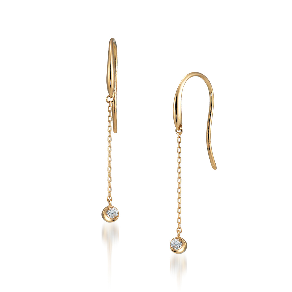 ピアスMOON SETTING DIAMOND CHAIN PIERCED EARRINGS(2ZP1395)｜スター