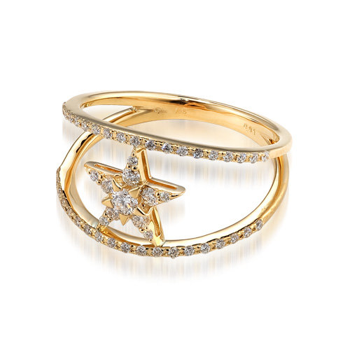 STAR JEWELRY スタージュエリー SV925×K14 星 リング STAR JEWELRY 見て！スタージュエリー○K14金×SV925輝く☆リング