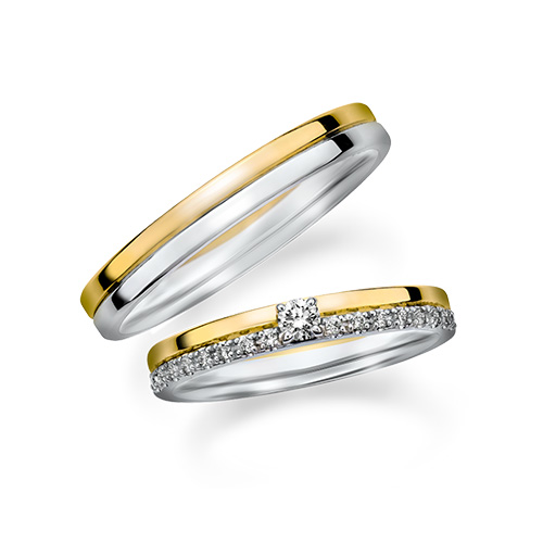 Two Make One」MARRIAGE RING(2PR0789)Pt950/K18 マリッジリング