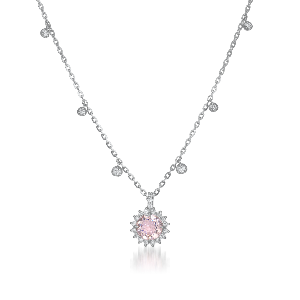 Pt950 ネックレス GARDEN HALO(4月の誕生石 モルガナイト)