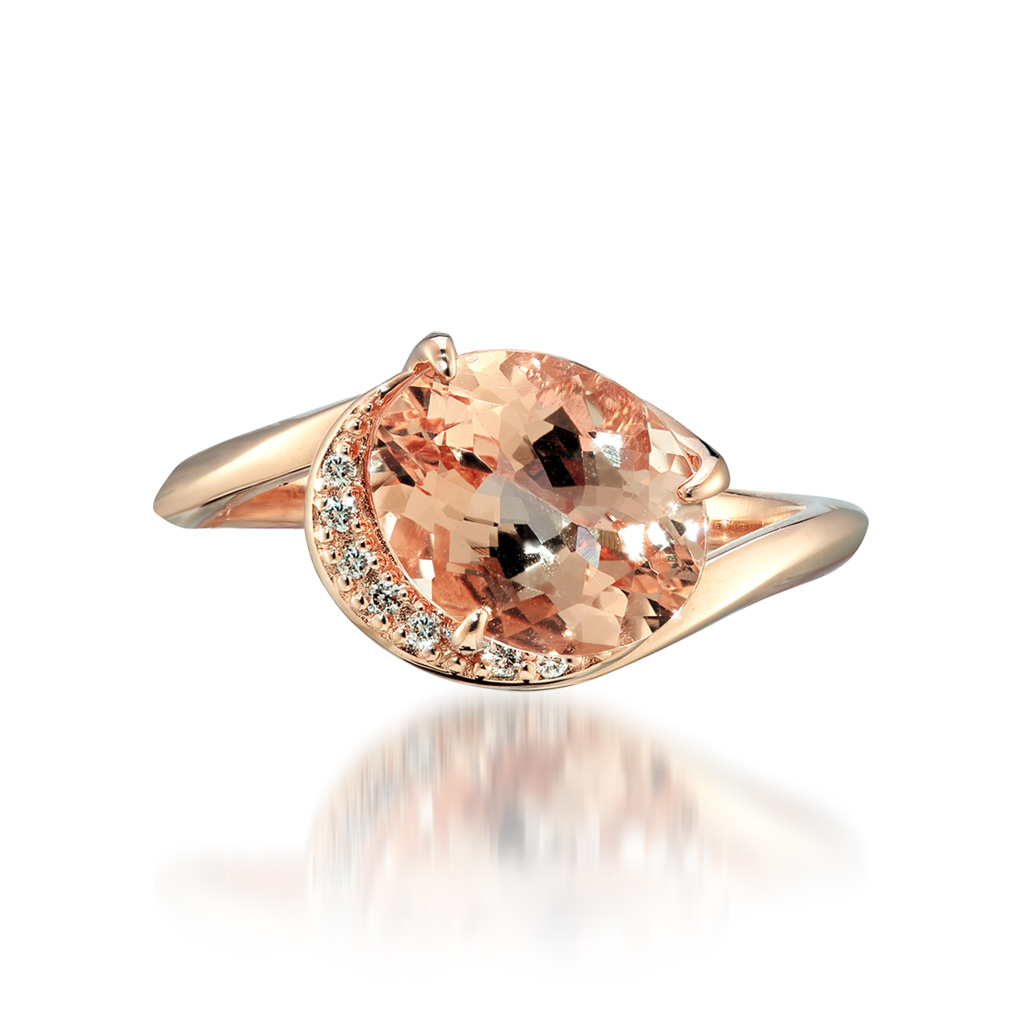9号 STAR JEWELRY 18金 ピーチモルガナイト ダイヤモンド リング 9号 STAR JEWELRY 18金 ピーチモルガナイト ダイヤモンド リング