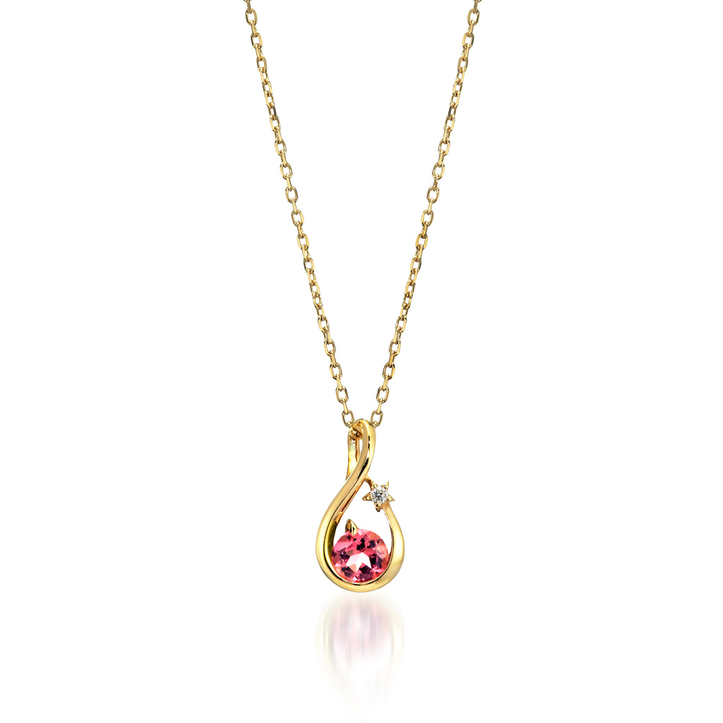 K10 ネックレス PINK TOURMALINE SHOOTING STAR NECKLACE(10月の誕生石 トルマリン)