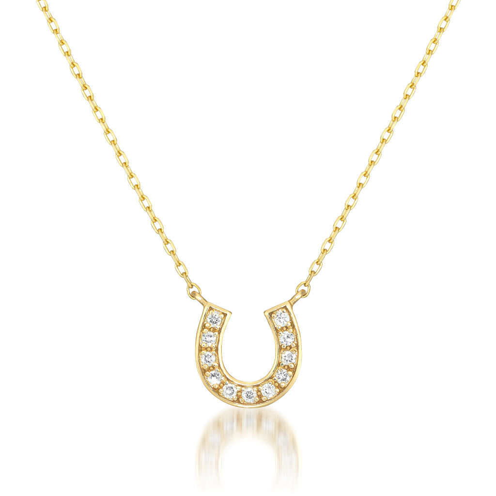 K10 ネックレス DIAMOND HORSESHOE NECKLACE(4月の誕生石 ダイヤモンド)