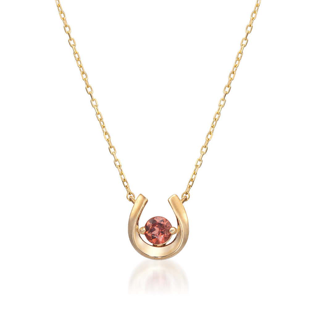 K10 ネックレス HORSESHOE GARNET NECKLACE(1月の誕生石 ガーネット)