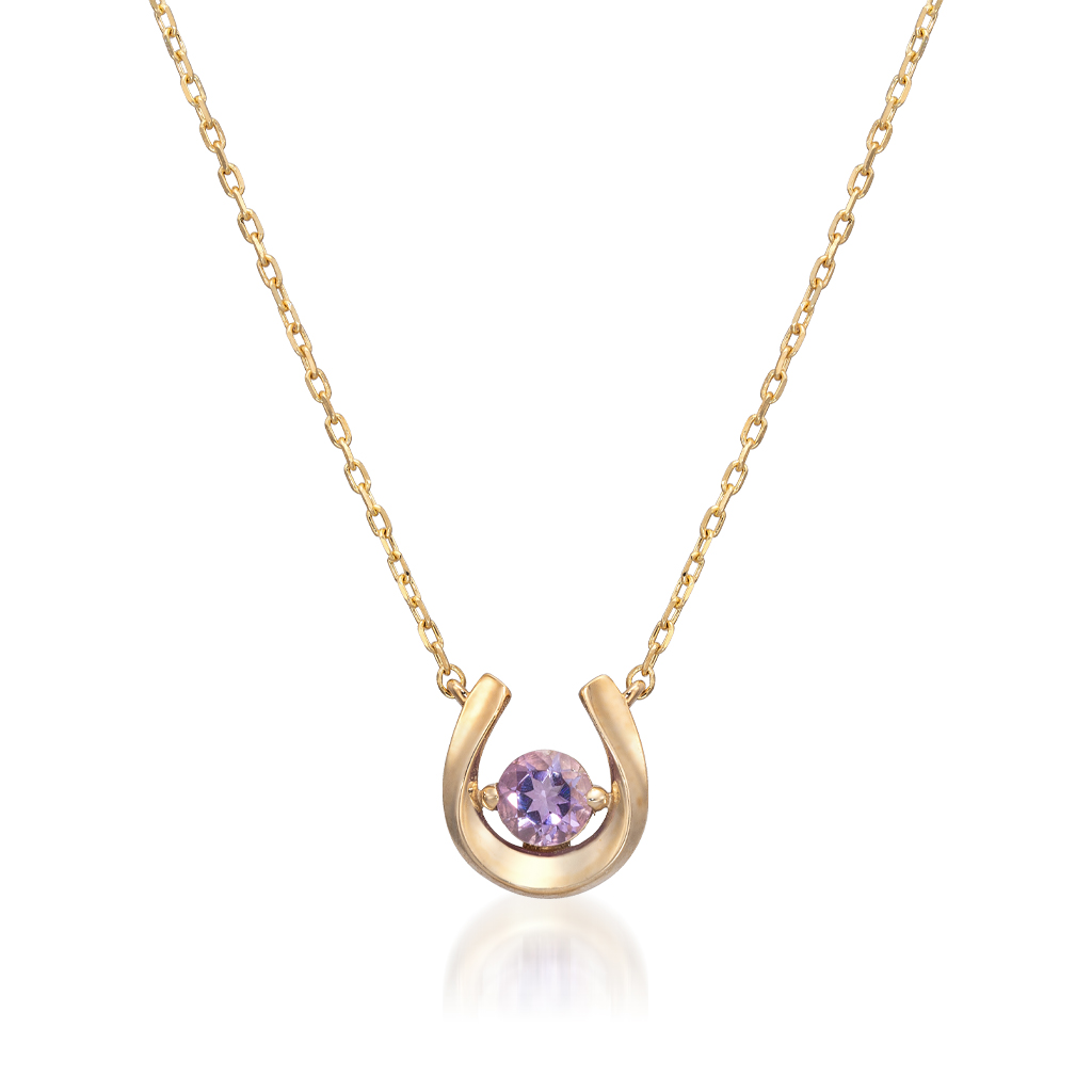 K10 ネックレス  HORSESHOE AMETHYST NECKLACE(2月の誕生石 アメシスト)