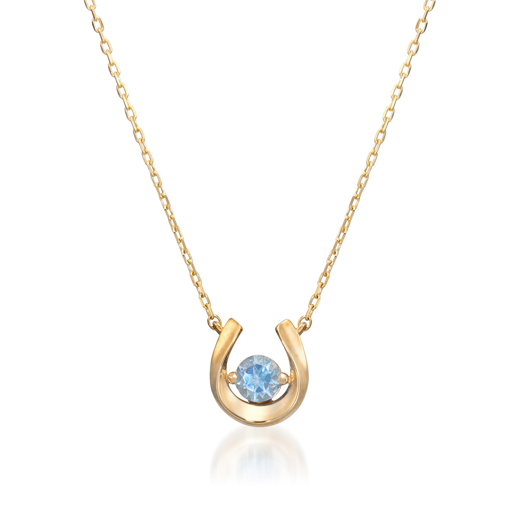 K10 ネックレス HORSESHOE AQUAMARINE NECKLACE(3月の誕生石 アクアマリン)