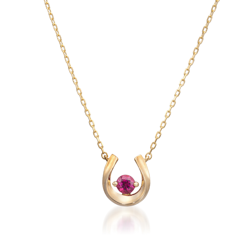 K10 ネックレス HORSESHOE RUBY NECKLACE(7月の誕生石 ルビー)