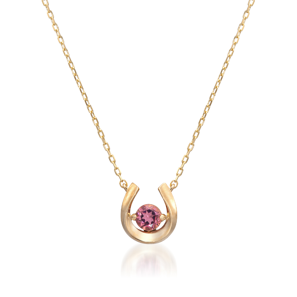 K10 ネックレス HORSESHOE PINK TOURMALINE NECKLACE(10月の誕生石 トルマリン)