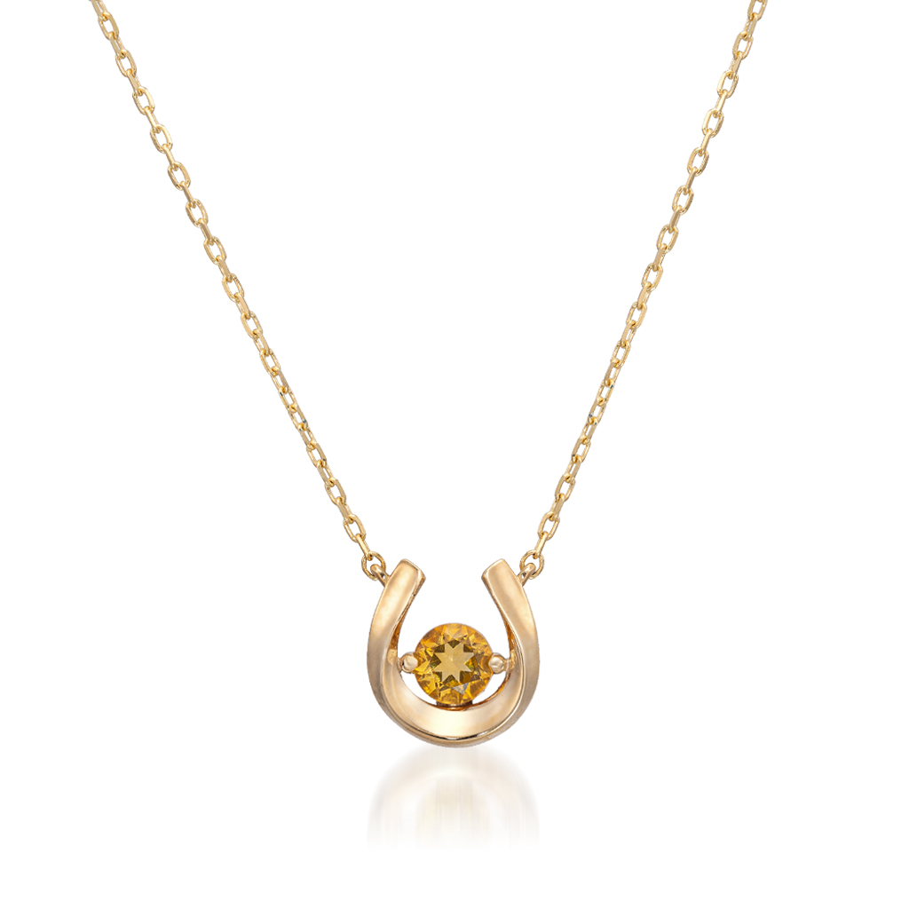 K10 ネックレス HORSESHOE CITRINE NECKLACE(11月の誕生石 シトリン)