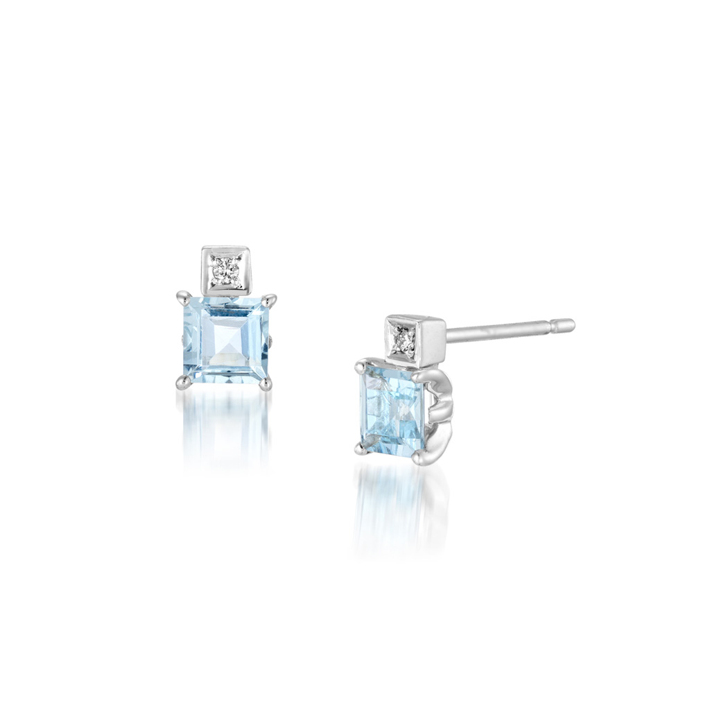 K10 ピアス AQUAMARINE & DIAMOND PIERCED EARRINGS(3月の誕生石 アクアマリン)