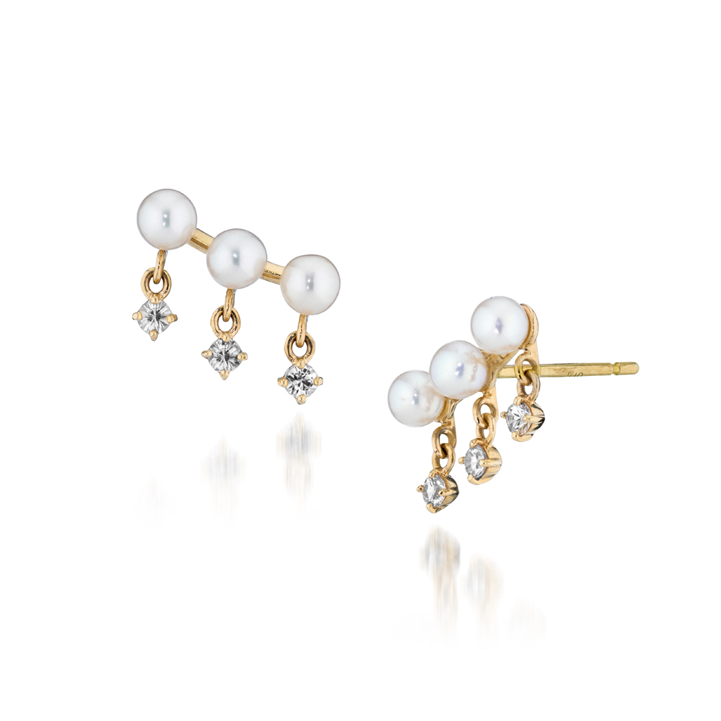 BABYPEARL＆WHITE SAPPHIRE PIERCED EARRINGS