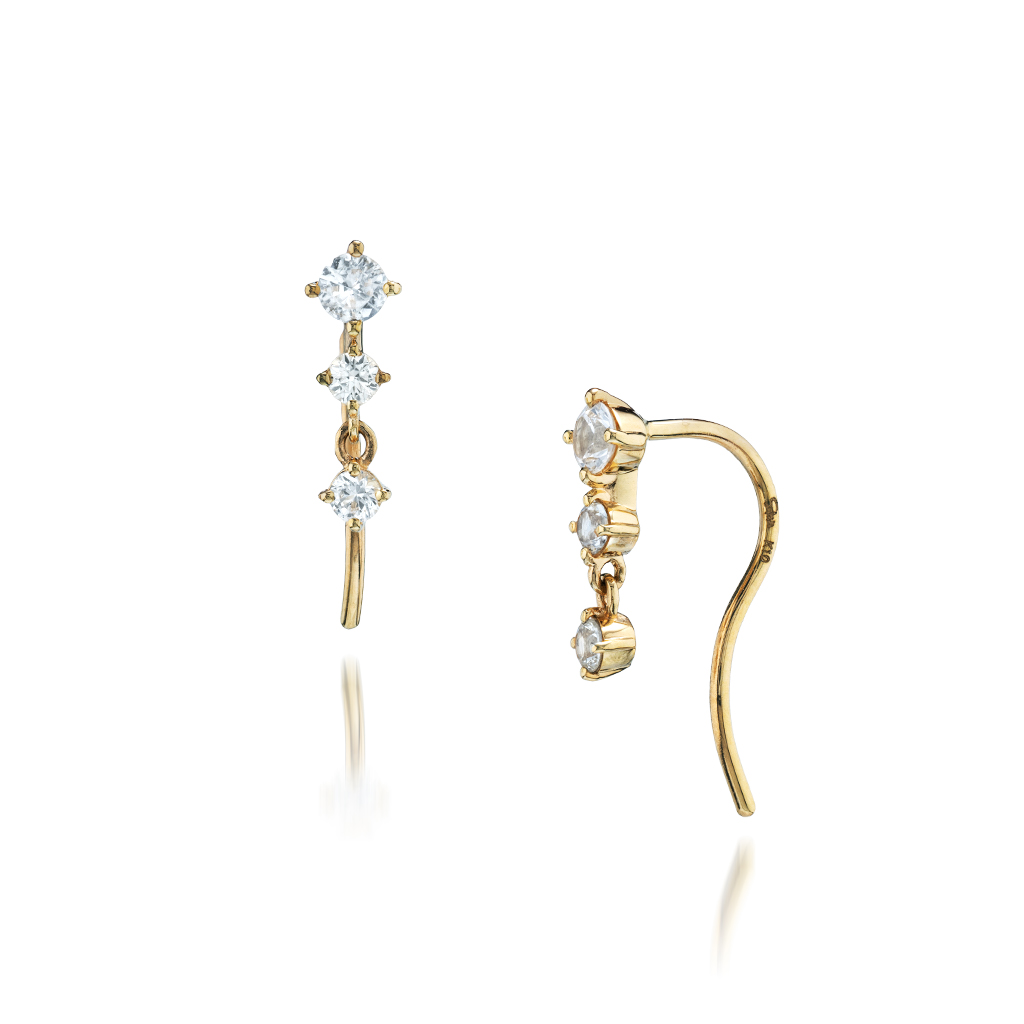 HWHITE SAPPHIRE HOOK PIERCED EARRINGS