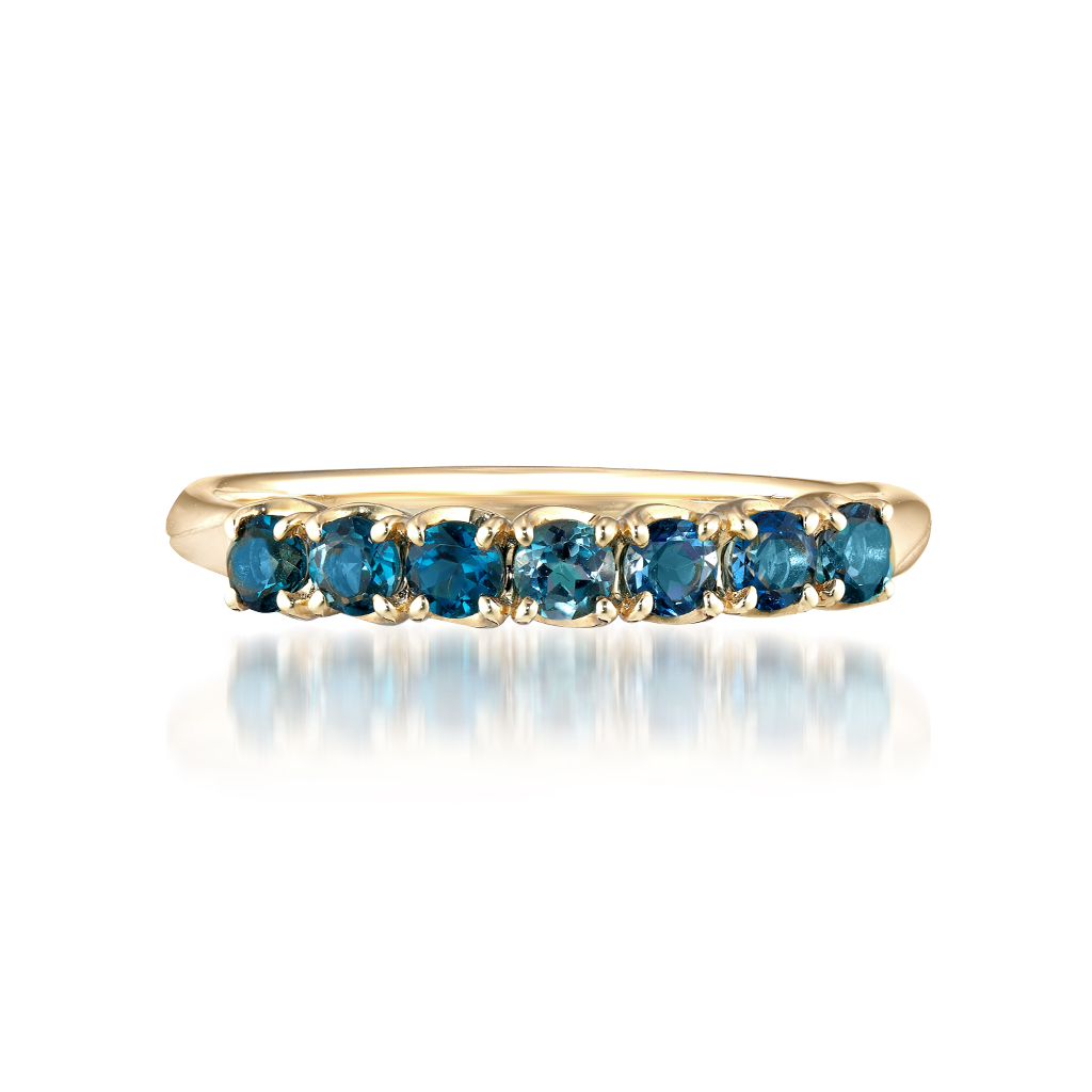 Blue topaz 22k gold plated eternity ring