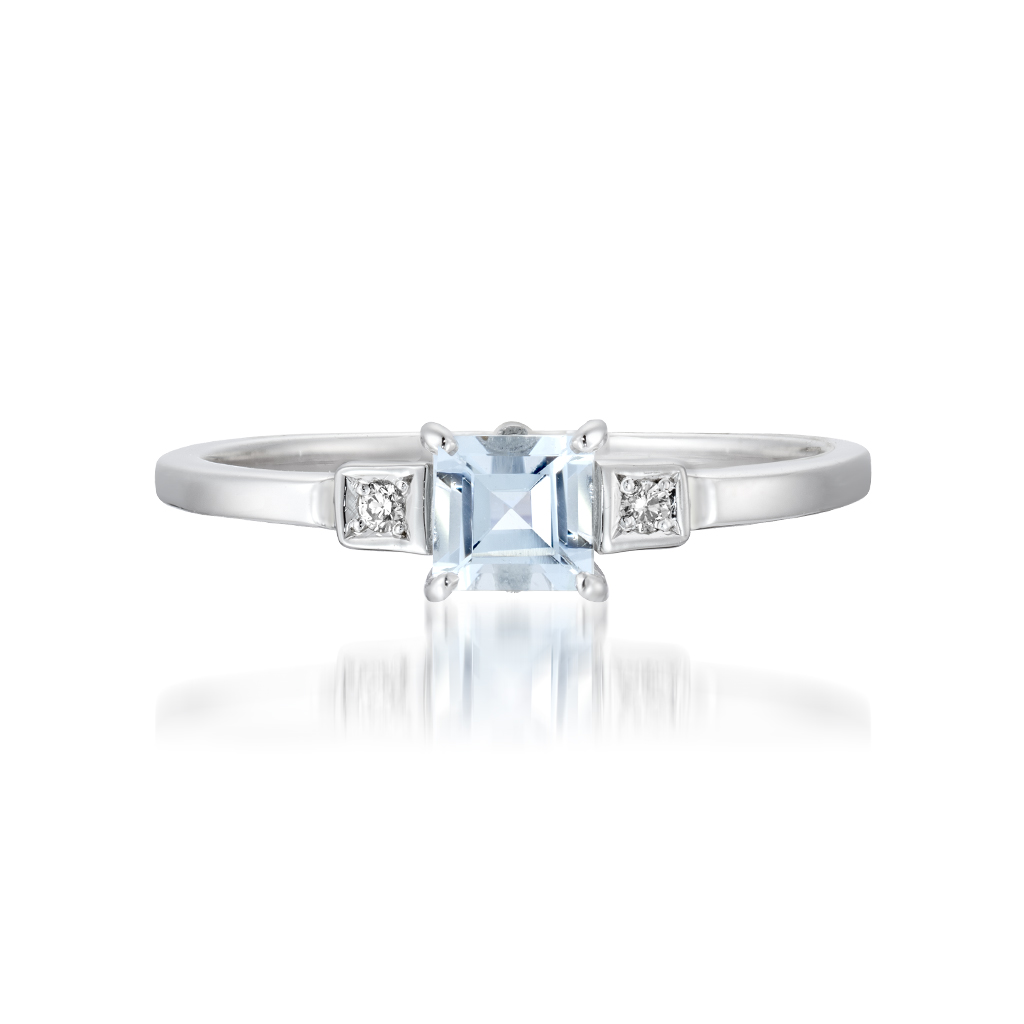 K10 リング AQUAMARINE & DIAMOND RING(3月の誕生石 アクアマリン)