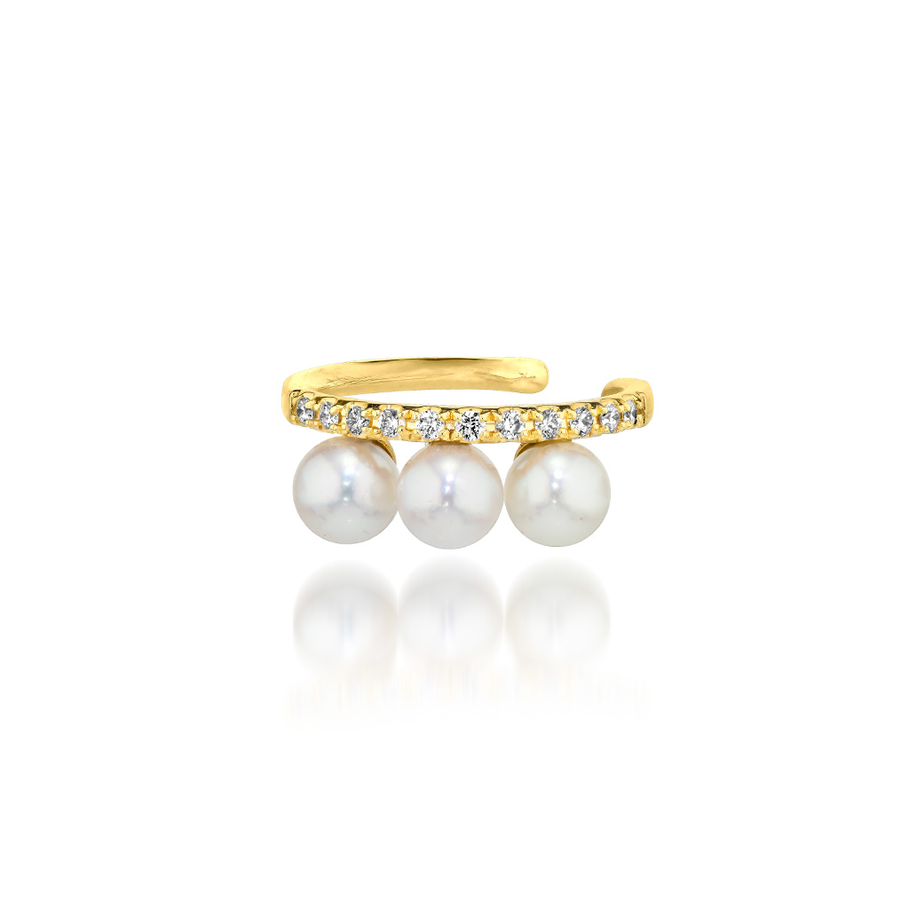DIAMOND & BABY AKOYA EAR CUFF