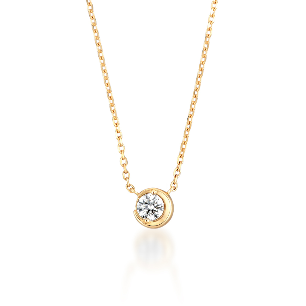 ネックレスMOON SETTING DIAMOND NECKLACE 0.10ct(2ZN1830)|スター