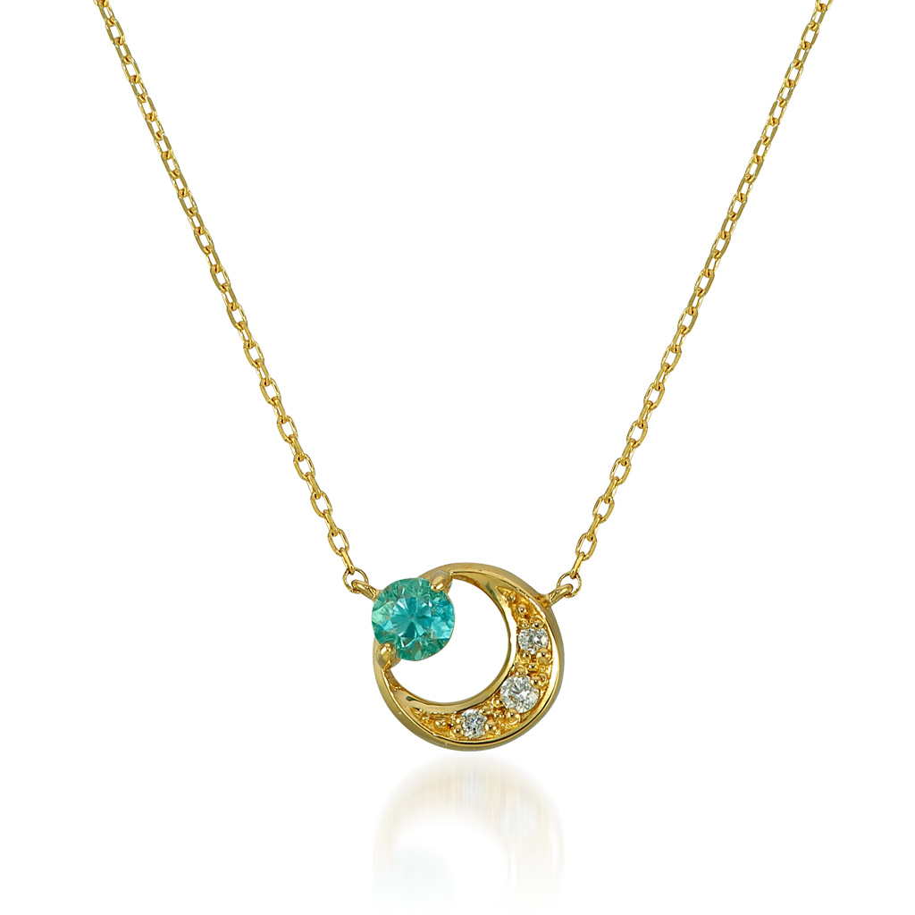 K18 ネックレス BLUE ZIRCON MOON NECKLACE(12月の誕生石 ジルコン)