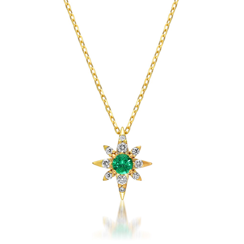 スタージュエリー　EMERALD CROSSING STAR NECKLACE