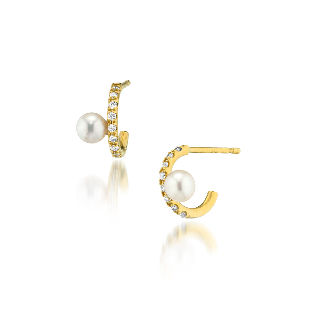 DIAMOND & BABY AKOYA PIERCED EARRINGS