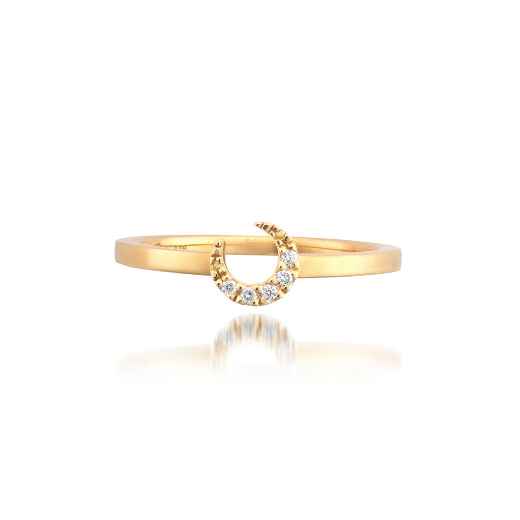 DIAMOND MOON PINKIE RING
