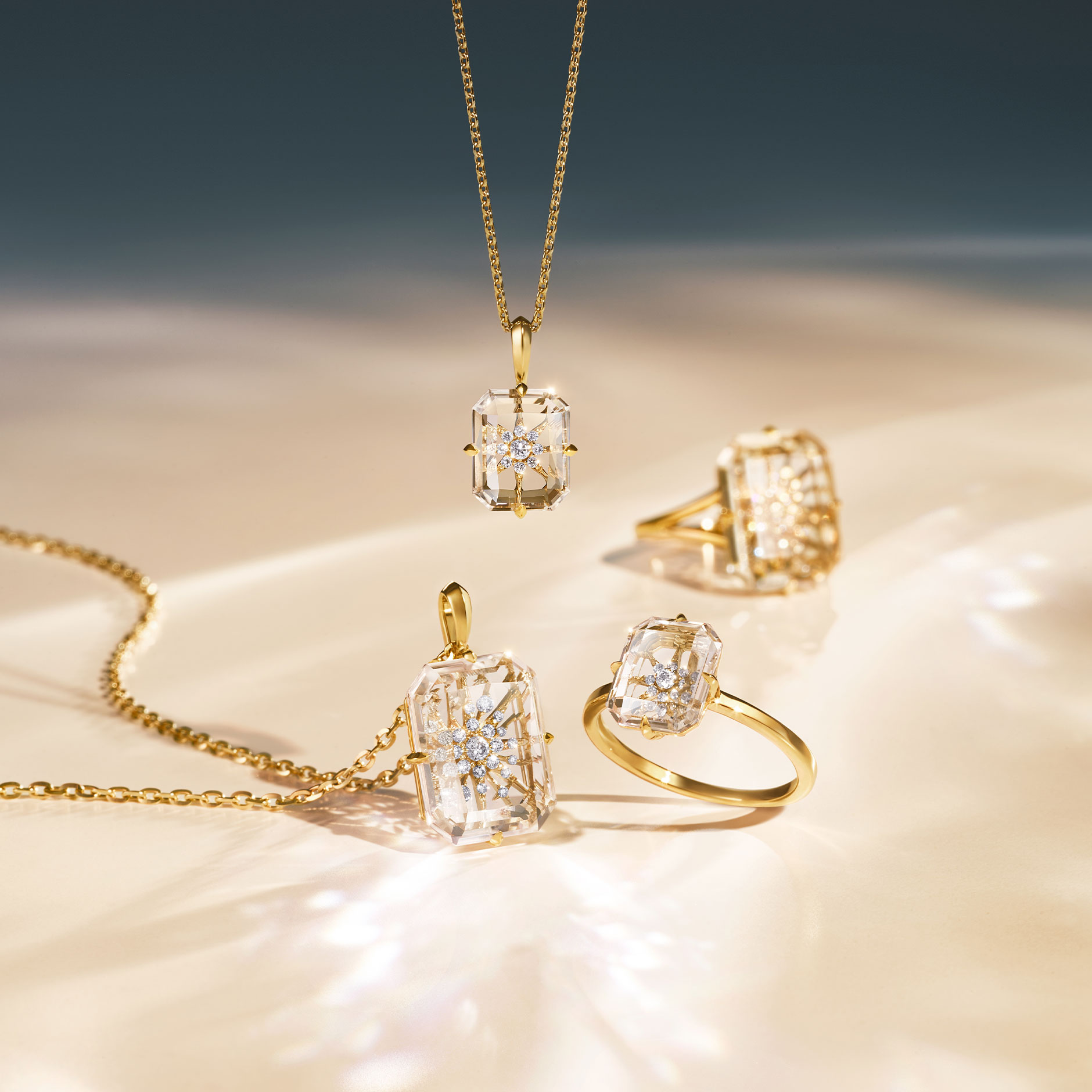 STAR JEWELRY k18 925 スター透かしリング CLEAR CELESTIAL RING(2SR1510)SV925/K10 リング｜スター